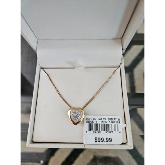 Jewelry By Design Jewelry - Women's 18" Heart 1/10 CTW Diamond Pendant Gold Over Sterling